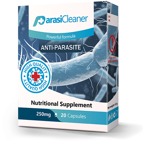 Parasi Cleaner box with the capsule blister pack beside it